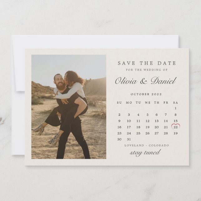 Invitation Pearl Ivory Octobre Calendrier Photo Enregistrer L (Devant)