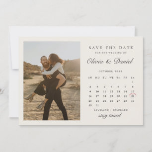 Invitation Pearl Ivory Octobre Calendrier Photo Enregistrer L