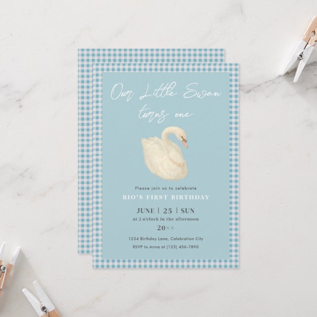 Invitation Pearl Swan Collection d'anniversaire (Devant/Arrière en situation)