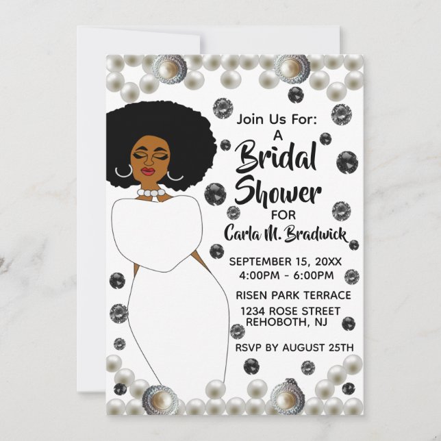 Invitation Pearle de diamant blanc Fête des mariées africaine (Devant)