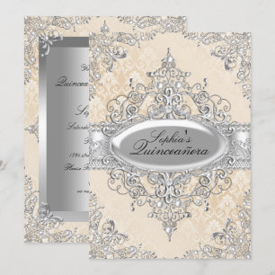 Invitation Pearle d'or clair Glamour Vintage Quinceanera