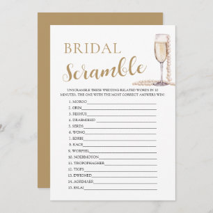 Invitation Pearles d'or et Prosecco Bridal Word Scramble Jeu