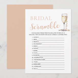 Invitation Pearles d'or et Prosecco Bridal Word Scramble Jeu