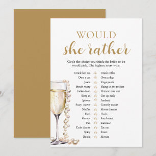 Invitation Pearles d'or et Prosecco préférerait-elle le jeu