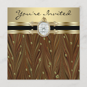 Invitation Pearls Black Gold Womans fête d'anniversaire