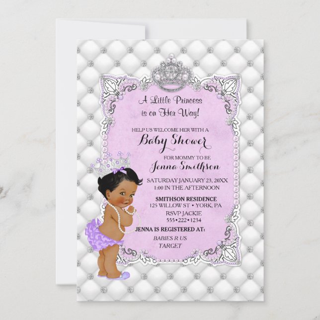Invitation Pearls Diamonds Ethnic Princess Baby Girl (Devant)