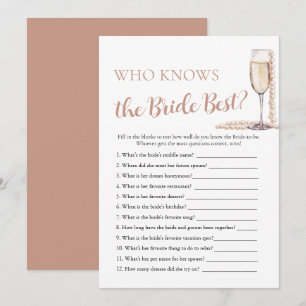 Invitation Pearls et Prosecco qui connaît la mariée meilleur 