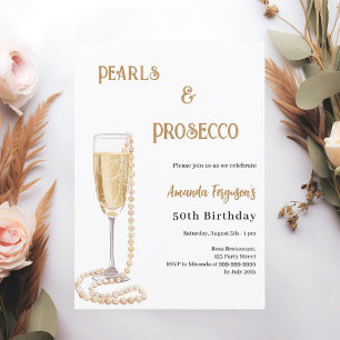 Invitation Pearls Prosecco bulle anniversaire
