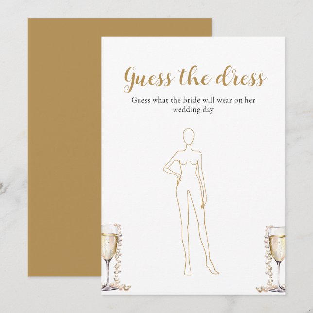 Invitation Pearls Prosecco Devine Le Jeu De Fête des mariées  (Devant / Derrière)