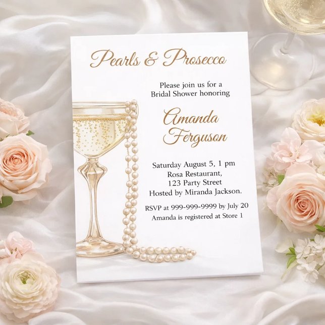 Invitation Pearls Prosecco elegant Bridal Shower (Créateur téléchargé)