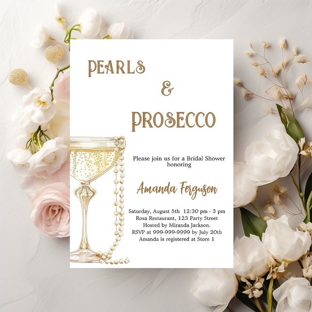 Invitation Pearls Prosecco Fête des mariées élégante (Créateur téléchargé)