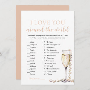 Invitation Pearls & Prosecco Je t'aime autour du monde jeu