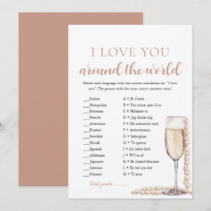 Invitation Pearls & Prosecco Je t'aime autour du monde jeu