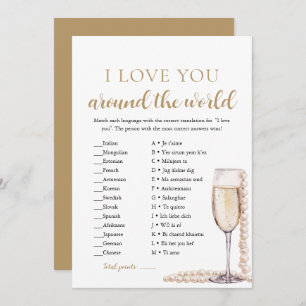 Invitation Pearls & Prosecco Je t'aime autour du monde jeu