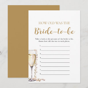 Invitation Pearls & Prosecco L'âge de la mariée au jeu