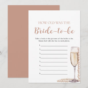 Invitation Pearls & Prosecco L'âge de la mariée au jeu