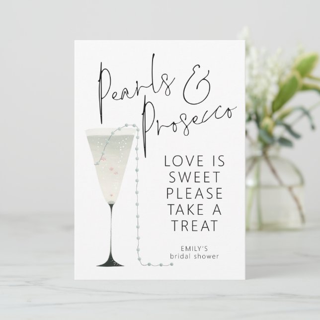 Invitation Pearls Prosecco Love is Sweet Fête des mariées Car (Debout devant)