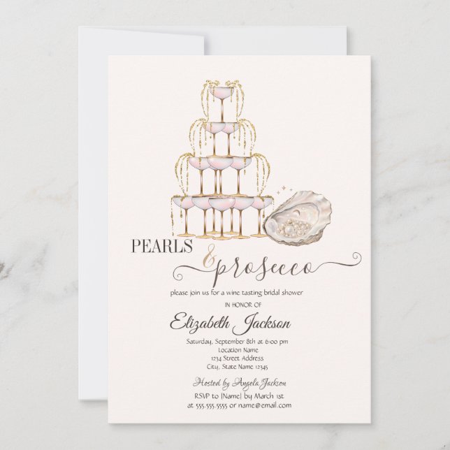 Invitation  Pearls & Prosecco Seashell Cream (Devant)