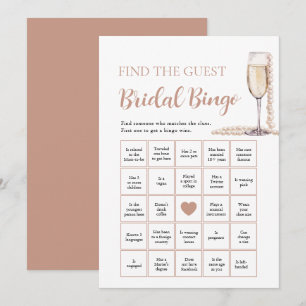 Invitation Pearls & Prosecco Trouvez le jeu de bingo de marié