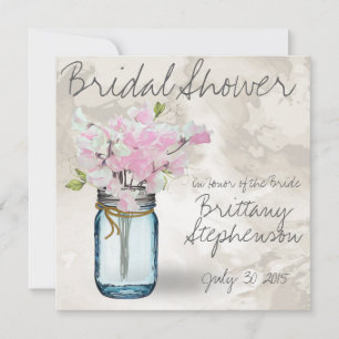 INVITATION PEAS ROSE DOUX VINTAGE MASON JAR WATERCOLOR