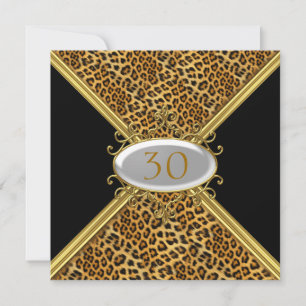 Invitation peau de léopard noir Anniversaire Anniv