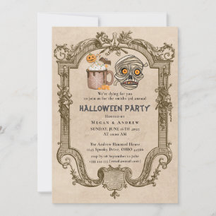 Invitation Peau gothique Vintage de la fête d'Halloween pour