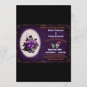 Invitation Peau gothique violet blanc Floral Halloween Mariag