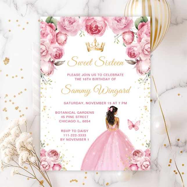 Invitation Peau noire rose foncé princesse Sweet sixteen (Créateur téléchargé)