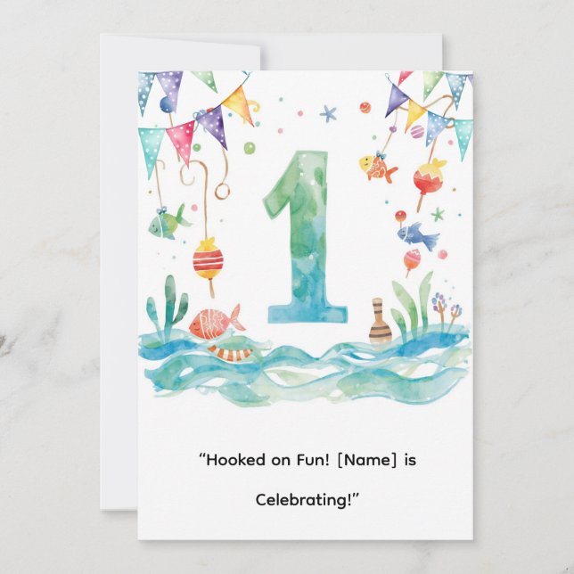 Invitation Pêche 1er anniversaire pour Little Anglers Party (Devant)