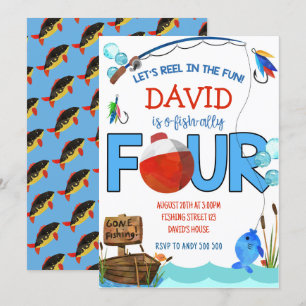 Invitation Pêche 4e anniversaire Boy Party O-fish-ally