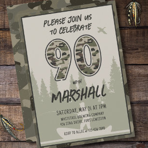 Invitation Pêche 90e Anniversaire Camouflage Forêt forestière