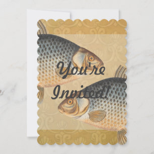 Invitation Pêche à la carpe peinture à l'eau douce