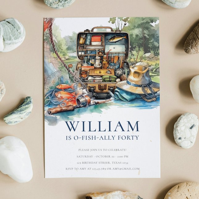 Invitation Pêche Adulte Anniversaire Fête N'Importe Quel Âge (Créateur téléchargé)