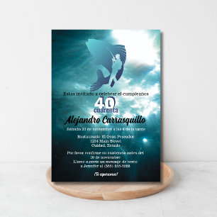 Invitation Pêche Amusante Bleue Pour Tout Âge Fête d'Annivers