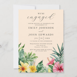 Invitation Pêche Aquarelle Tropical Floral