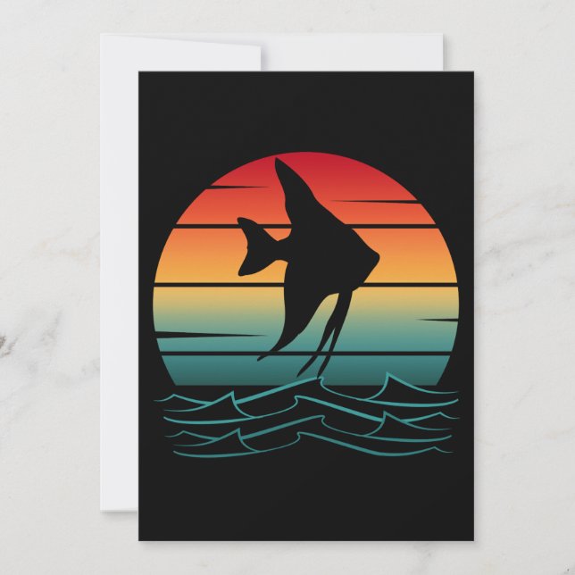 Invitation Pêche au coucher du soleil poisson vintage (Devant)