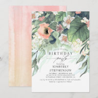 Pêche blanc et rose Floral Bohème Anniversaire