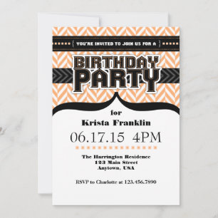 Invitation Pêche Blanc Noir Noir Fosse Anniversaire Invitatio