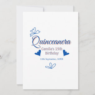 Invitation Pêche bleu quinceanera 15e anniversaire rustique m