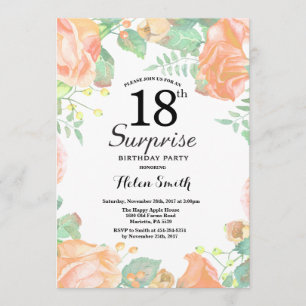 Invitation Pêche botanique Florale Surprise 18e anniversaire