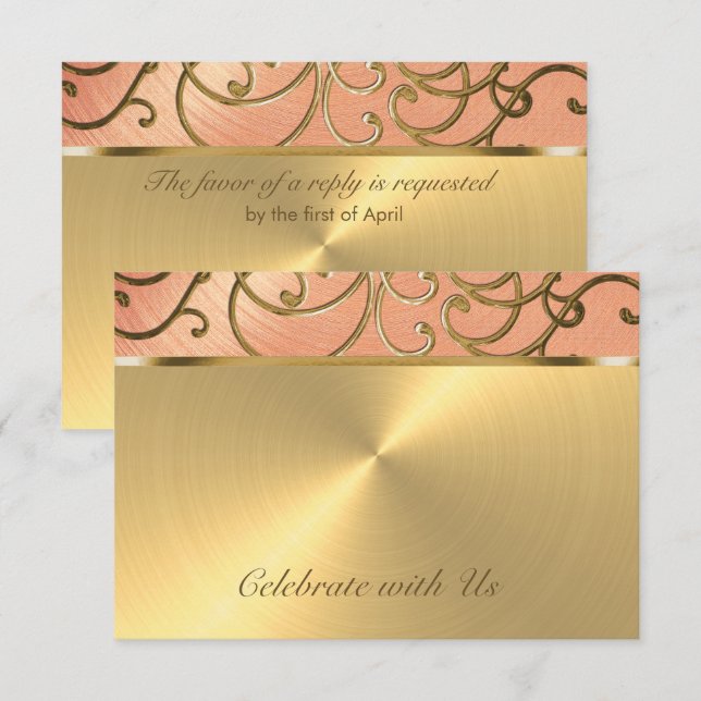 Invitation Pêche de Quinceanera et tourbillons de Filigree d' (Devant / Derrière)