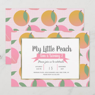 Invitation Pêche d'été Motif Fruit fête d'anniversaire rose