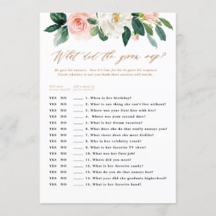 Invitation Pêche et blanc Floral Groom dit jeu