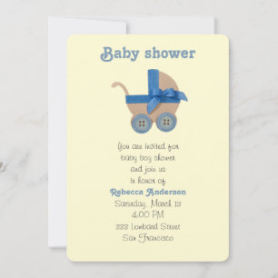Invitation Pêche et chariot bleu pour bébé