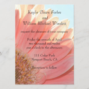 Invitation Pêche et crème Fleur de Gerbera