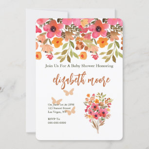 Invitation Pêche Et Fleur De Jardin Rose