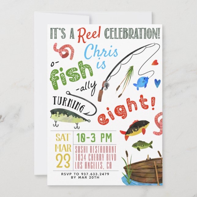 Invitation Pêche Huitième anniversaire (Devant)