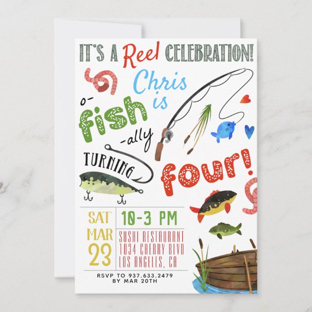 Invitation Pêche Quatrième anniversaire (Devant)