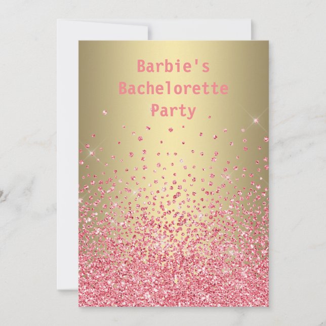 INVITATION PÊCHE ROSE CRISTALLINE BACHELORETTE MODERNE (Devant)