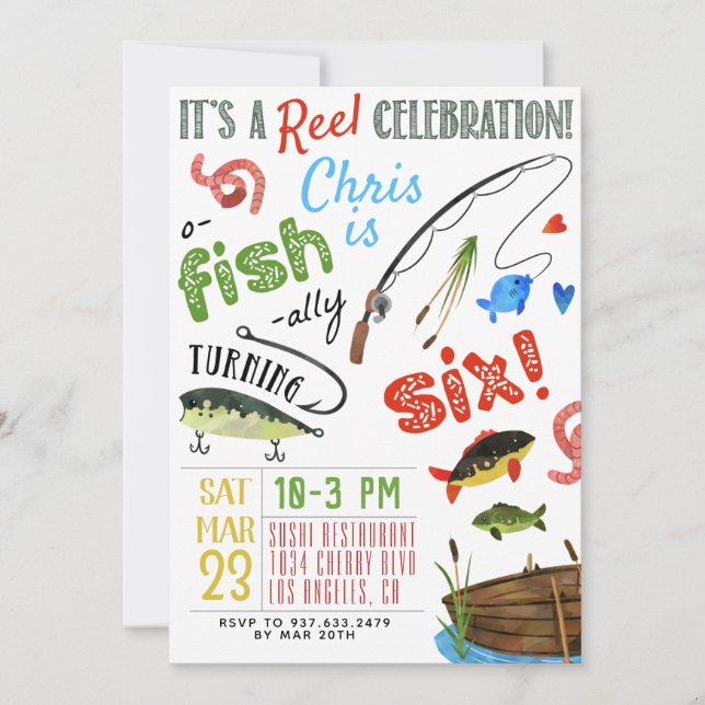 Invitation Pêche Sixième anniversaire (Devant)